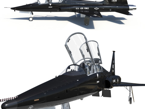 Northrop T-38 Talon Black Aircraft PBR 3D Model