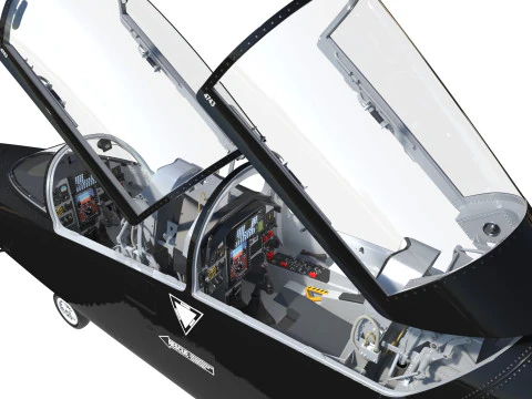 Northrop T-38 Talon Black Aircraft PBR 3D Model