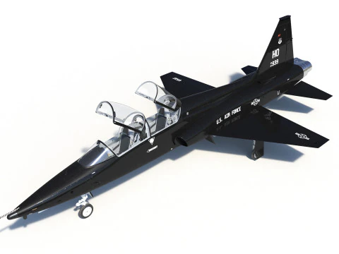 Northrop T-38 Talon Black Aircraft PBR 3D Model