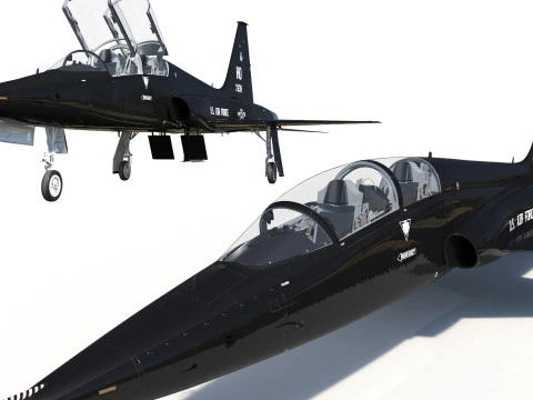 Northrop T-38 Talon Black Aircraft PBR 3D Model
