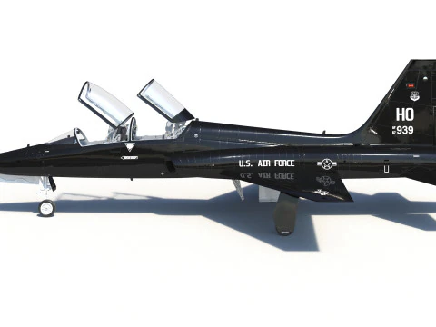 Northrop T-38 Talon Black Aircraft PBR 3D Model
