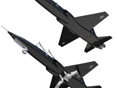 Northrop T-38 Talon Black Aircraft PBR 3D Model