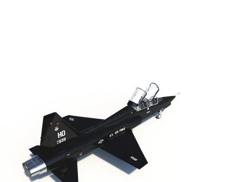 Northrop T-38 Talon Black Aircraft PBR 3D Model