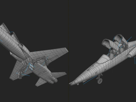 Northrop T-38 Talon Black Aircraft PBR 3D Model