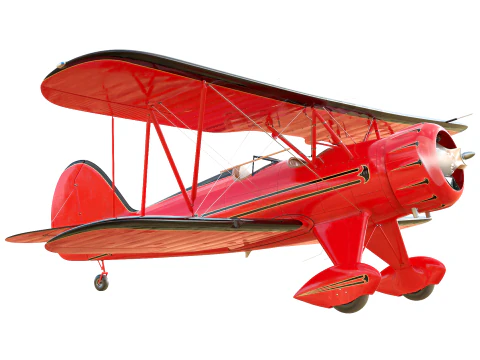 WACO YMF-5 biplane Rigged PBR 3D Model