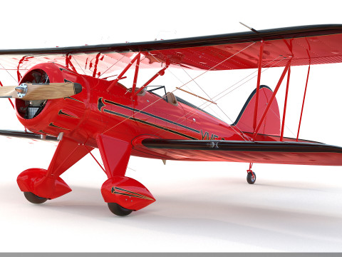 WACO YMF-5 biplane Rigged PBR 3D Модель