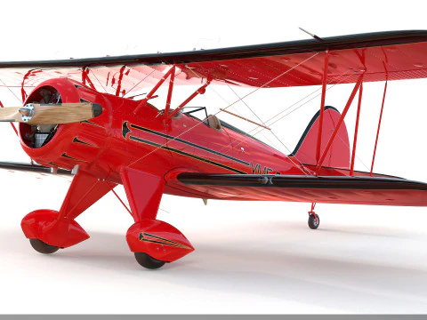 WACO YMF-5 biplane Rigged PBR 3D Model
