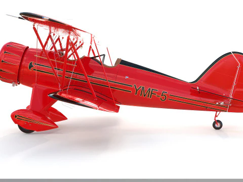 WACO YMF-5 biplane Rigged PBR 3D Model