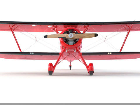 WACO YMF-5 biplane Rigged PBR 3D Model