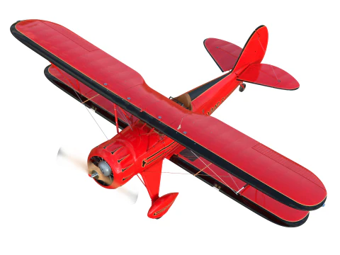 WACO YMF-5 biplane Rigged PBR 3D Model