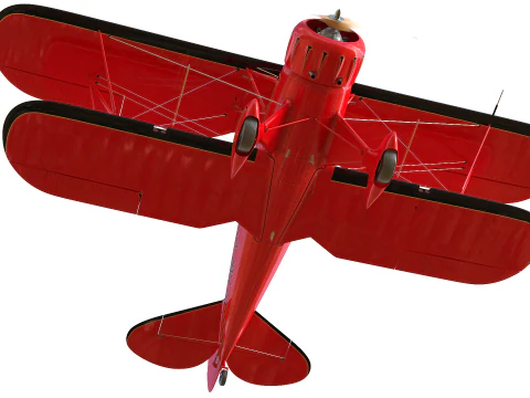 WACO YMF-5 biplane Rigged PBR 3D Model