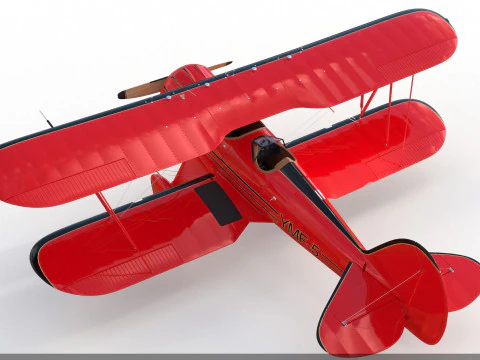 WACO YMF-5 biplane Rigged PBR 3D Model
