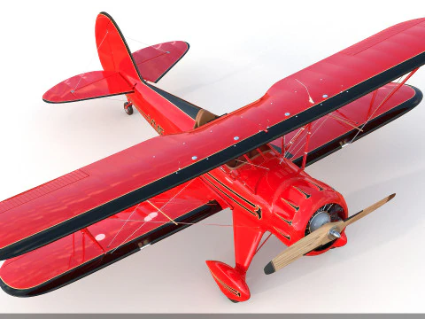 WACO YMF-5 biplane Rigged PBR 3D Model