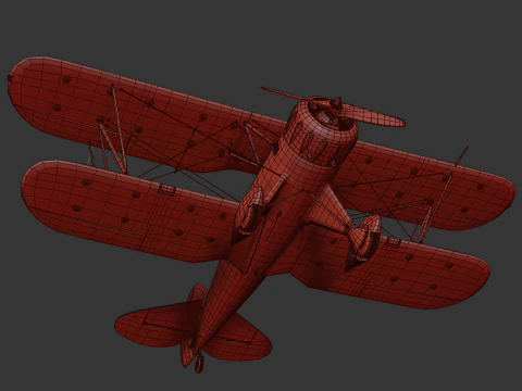 WACO YMF-5 biplane Rigged PBR 3D Model