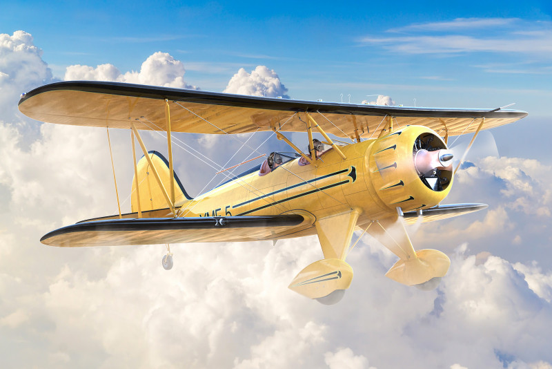 WACO YMF-5 biplane Rigged Yellow PBR 3D 모델 .c4d .max .obj .3ds .fbx .stl .blend 