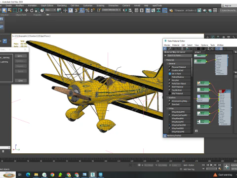 WACO YMF-5 biplane Rigged Yellow PBR 3D Model