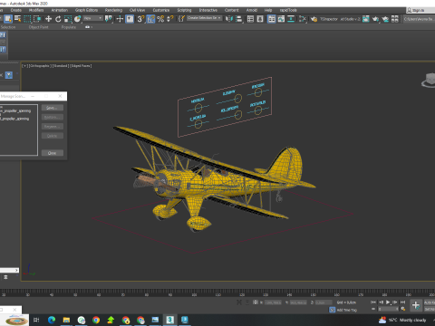 WACO YMF-5 biplane Rigged Yellow PBR 3D 모델