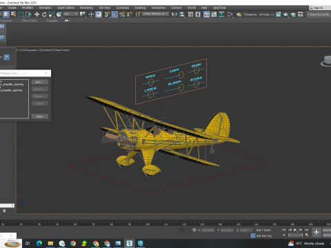 WACO YMF-5 biplane Rigged Yellow PBR 3D Model