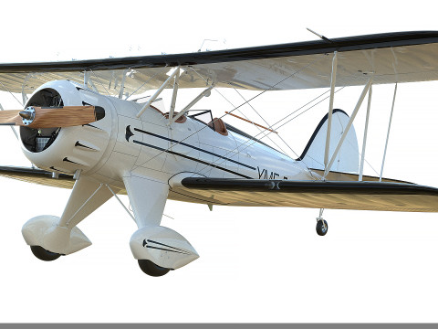 WACO Classic YMF-5 biplane White PBR Model 3D