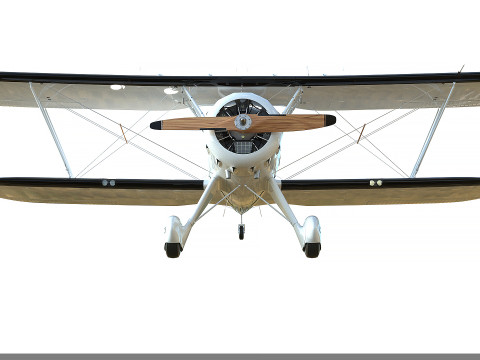 WACO Classic YMF-5 biplane White PBR 3D Модель