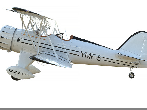 WACO Classic YMF-5 biplane White PBR 3D Модель