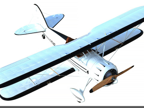 WACO Classic YMF-5 biplane White PBR 3D Модель