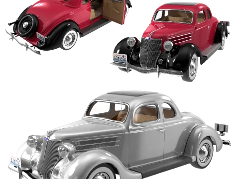 V8 Coupe PBR Rig 3D Model