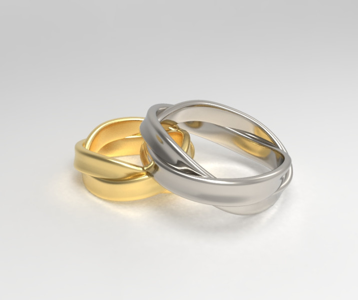 Mobius Wedding Rings Model Cetak 3D .c4d .max .obj .3ds .fbx .stl .blend
