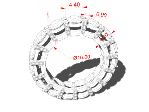 Elegant Eternity Diamond Ring Size 16mm 3D Model