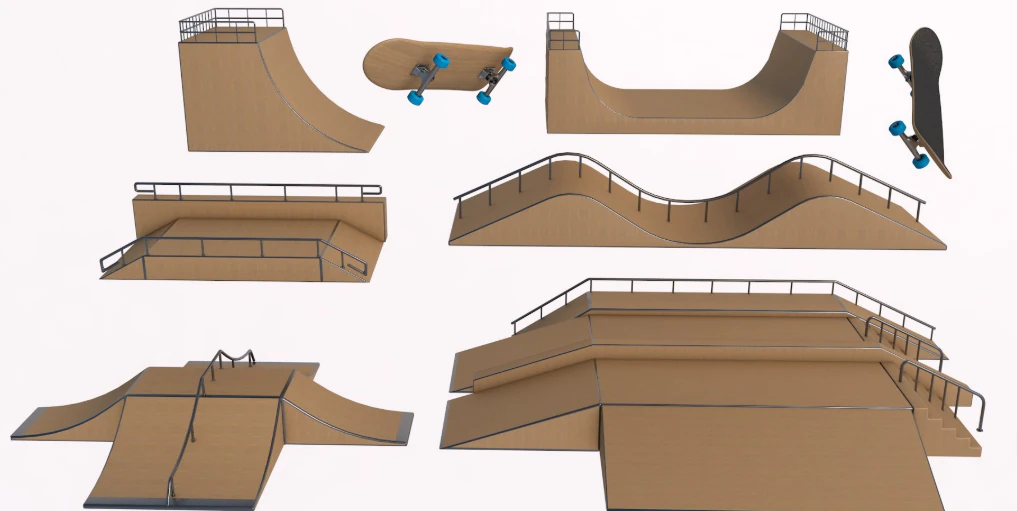 Skate Park PACK 3D Model .c4d .max .obj .3ds .fbx .stl .blend 