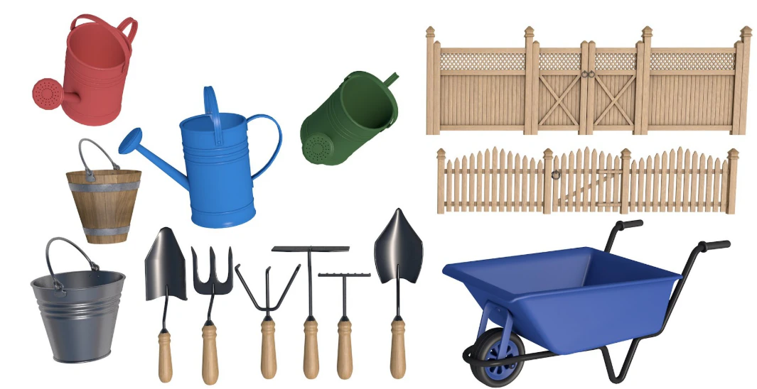 Garden Tools Collection 3D Model .c4d .max .obj .3ds .fbx .stl .blend 
