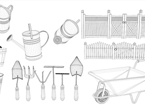 Garden Tools Collection 3D Model