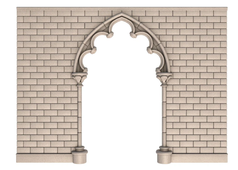 Gothic wall 3D Model .c4d .max .obj .3ds .fbx .stl .blend 