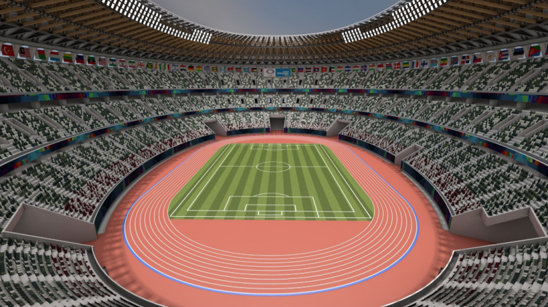 Tokyo National Olympic Stadium Football Field 3D 模型 .c4d .max .obj .3ds .fbx .stl .blend