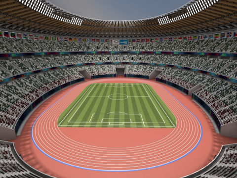 Tokyo National Olympic Stadium Football Field Modello 3D