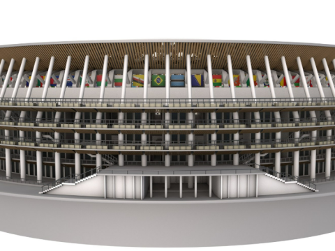 Tokyo National Olympic Stadium Football Field 3D 模型