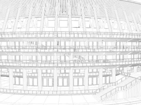 Tokyo National Olympic Stadium Football Field 3D 模型