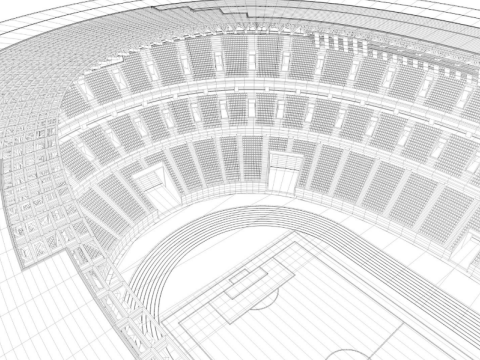 Tokyo National Olympic Stadium Football Field 3D 模型