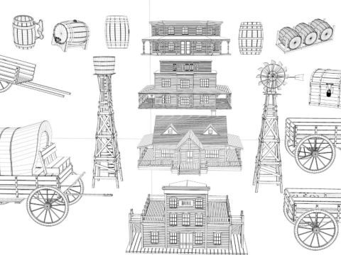 Large Western Collection Modelo 3D