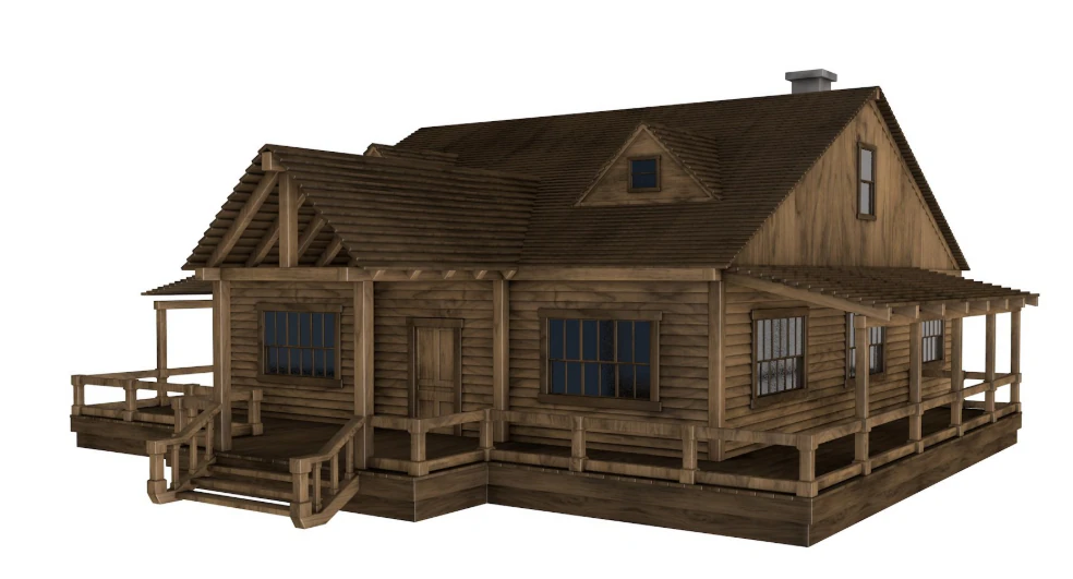 Western House 3D Model .c4d .max .obj .3ds .fbx .stl .blend 