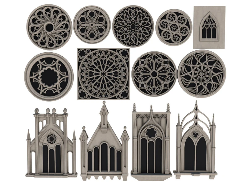 Big Gothic Window collection 3D Model .c4d .max .obj .3ds .fbx .stl .blend