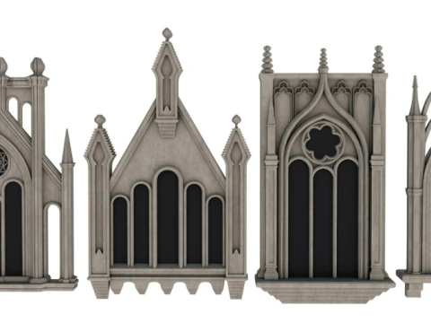 Big Gothic Window collection 3D Model