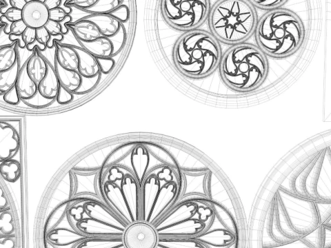 Big Gothic Window collection 3D Model