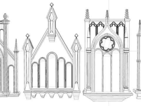 Big Gothic Window collection Modèle 3D