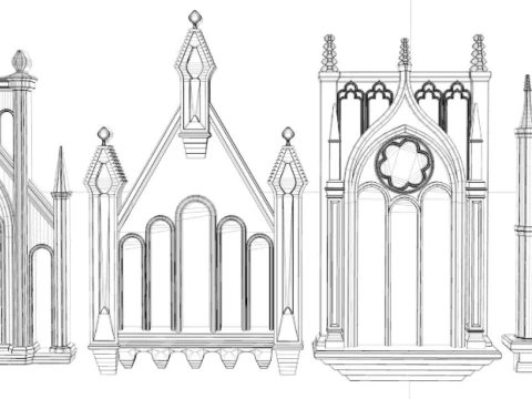 Big Gothic Window collection 3D Model