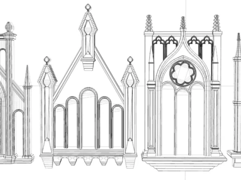 Gothic Window collection 3D Model
