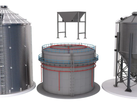 Kolekcja pojemnik&oacute;w do przechowywania zboża Model 3D
