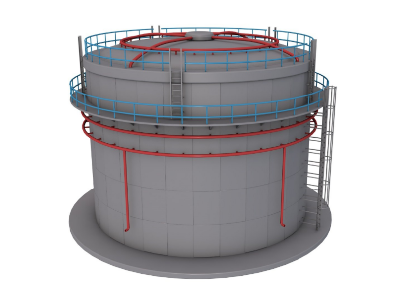 Cylindrical Oil Tank 3D मॉडल .c4d .max .obj .3ds .fbx .stl .blend