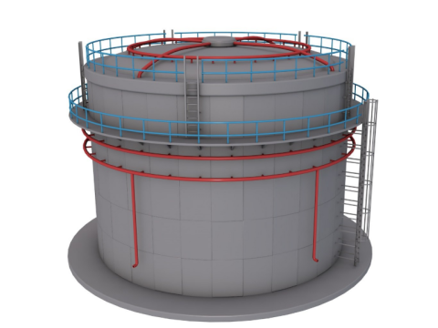 Cylindrical Oil Tank Model 3D