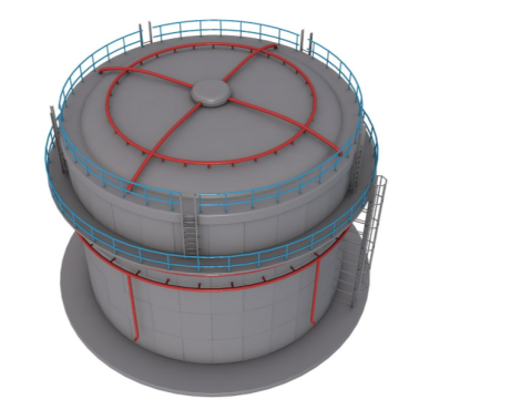 Cylindrical Oil Tank 3D मॉडल